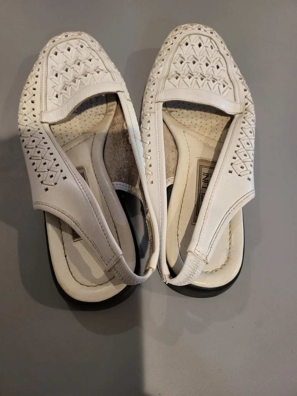 Bellini Breeze White Leather Woven Slingback Flats 7.5W